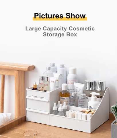 Large Capacity Desk Makeup Storage Organizer of Cosmetics Casket for Jewelry Plastic Container Box with Drawer Home Decoration ► Photo 1/6