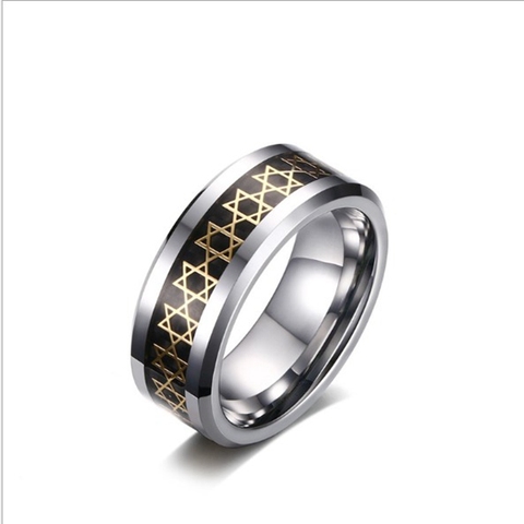 Tungsten Hexagon Finger Ring Metal Star of David Hexagram Rings for Biker Jewelry ► Photo 1/6
