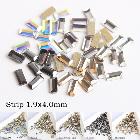 New sale 3D long strip nail art rhinestone flat back glass 1.9x4mm/2.5x5mm for DIY nail decoration ► Photo 1/6