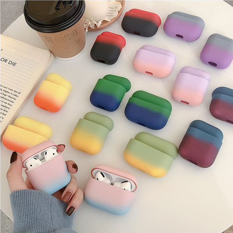 Gradient Color Earphone Case For AirPods Pro 2 1 Cases Cute Hard Contrast Color Protective Cover for AirPod 2 3 Air Pods Case ► Photo 1/6
