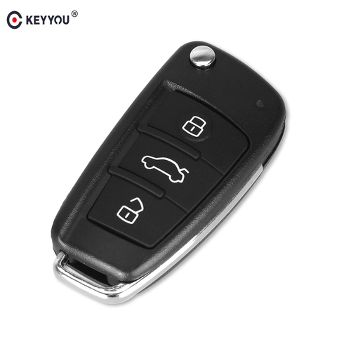 KEYYOU Switchblade Folding Flip Remote Car Key Shell For Audi A2 A3 A4 A6 A6L A8 TT 3 Buttons Replacement Fob Key Case Cover ► Photo 1/6