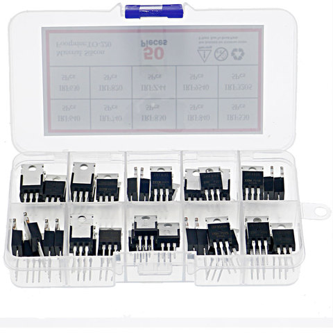 50pcs 10 Types Mosfet Transistors Assortment Kit IRF640 IRF740 IRF830 IRF840 IRF530 IRF630 IRF820 IRFZ44 IRF9540 IRF3205 Series ► Photo 1/6