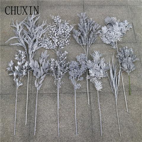 Silver gray series wedding decor Artificial flower Plastic silk flowers different styles home wedding flower row road materials. ► Photo 1/6