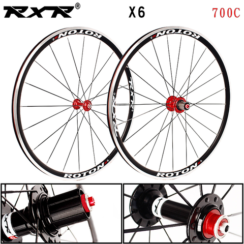 RXR Road Bike Wheelset X6 700C Bearing Wheels 7-11 Speed V Brake Clincher Front Rear Aluminum alloy Wheelsets ► Photo 1/6
