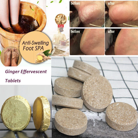 10pcs/lot Anti-Swelling Foot SPA Ginger Foot Soak Effervescent Tablets Treatment for Foot Swelling Edema Ankle And Pain TZ2C11 ► Photo 1/1