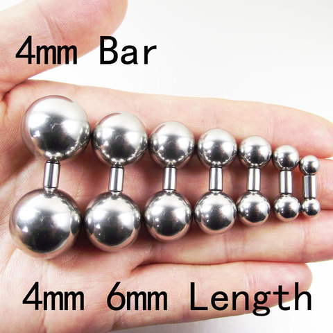 1 Piece 4mm Length Stainless Steel Short Bar 18mm Big Ball Straight Barbell Rings PA Ring Nipple Rings Body Piercing Jewelry ► Photo 1/6