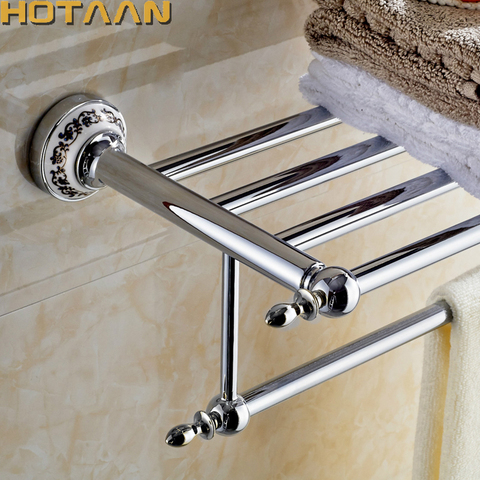 Stainless Steel Wall Mounted Chrome Plated Bath Towel Rack Active Bathroom Towel Holder Double Towel Shelf Bathroom Accessories ► Photo 1/6