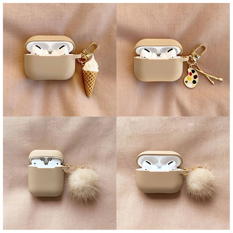 fundas For AirPods 1 2 Case Cute Cute Palette Ice Cream Pendant keyring Headphone Case For Airpods 3 Pro Silicone Earphone Cover ► Photo 1/6