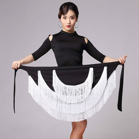 Women Ballroom Latin Salsa Tango Tassel Dance Skirt Skate Wrap Scarf Dancewear Sexy Multicolor Skirt ► Photo 1/6