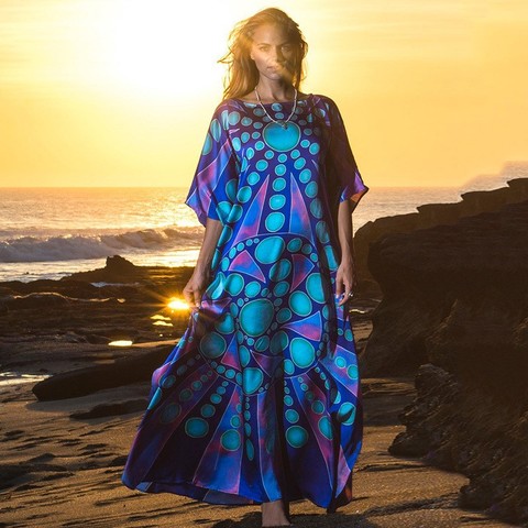 2022 Summer Women Beachwear Bath Dress Swim Wear Bathing Suit Cover Up Bikini Wrap Beach Woman Cotton Tunic Caftan Sarong #Q687 ► Photo 1/6