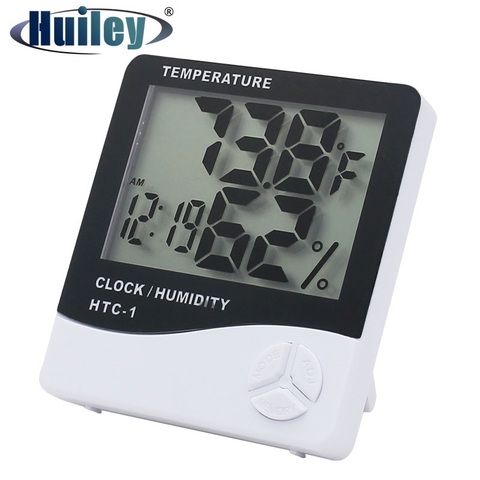 Indoor Thermometer Hygrometer Electronic Digital LCD C/F Temperature Humidity Meter Alarm Clock Weather Station Bedroom Home ► Photo 1/6