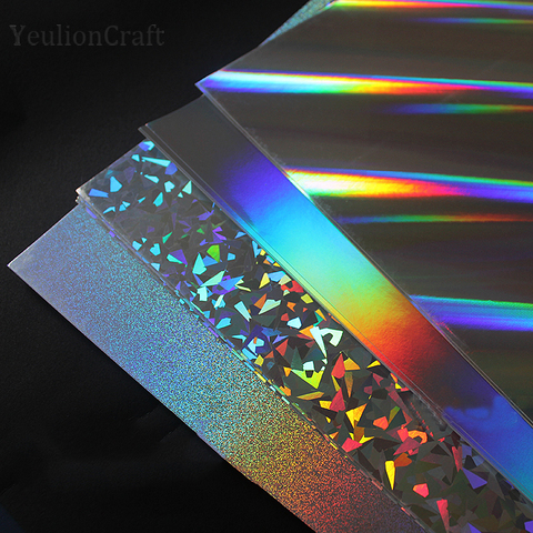 Chzimade 5Pcs Hot Stamping Foil Reflective Flash Cardboard Paper Rainbow DIY Glossy Decorative Paper Laser Cardboard Crafts ► Photo 1/6