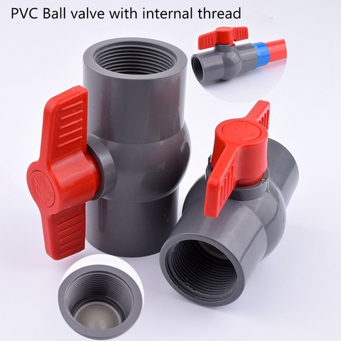 1Pc 1/2,3/4,1,1.2,1.5,2 Inch PVC Pipe Female Thread Valve Aquarium Garden Irrigation Ball Valve Fish Tank  Water Pipe Valve ► Photo 1/6