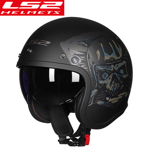 LS2 OF599 Vintage Motorcycle Helmet women man open face retro scooter moto helmet with sun shield motorbike vespa helmets ► Photo 1/6