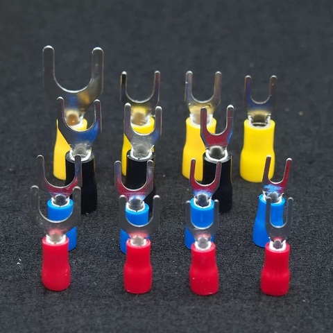 100PCS SV2-3/4/5/6 Furcate spade Terminals Cable Wire Connector Fork Type pre-insulated Crimp terminal  16-14 AWG ► Photo 1/6