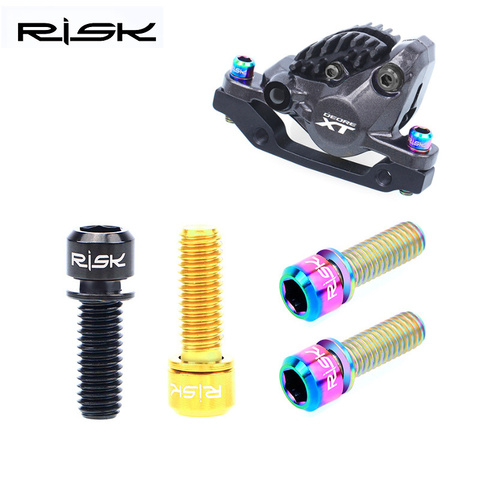 RISK 4pcs M6x18mm M6x20mm Titanium Alloy Mountain Bike Disc Brake Fixing Bolts Screws With Washer for MTB Bicycle ► Photo 1/6