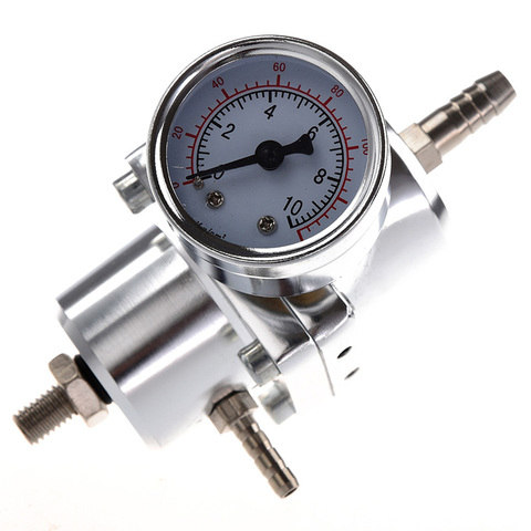 Universal Car Adjustable Fuel Pressure Regulator with Gauge Silver ► Photo 1/6