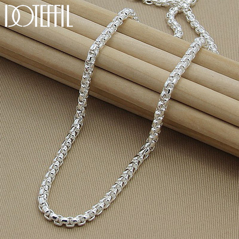 DOTEFFIL 925 Sterling Silver 5mm Round Box Chain 18/20/24 Inch Necklace For Woman Men Fashion Wedding Engagement Charm Jewelry ► Photo 1/6
