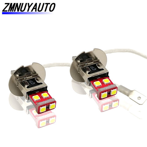 2PCS H3 6SMD 3030 Car Front Fog Light Auto H1 Led Lamp Driving Day Running Bulbs White ► Photo 1/6