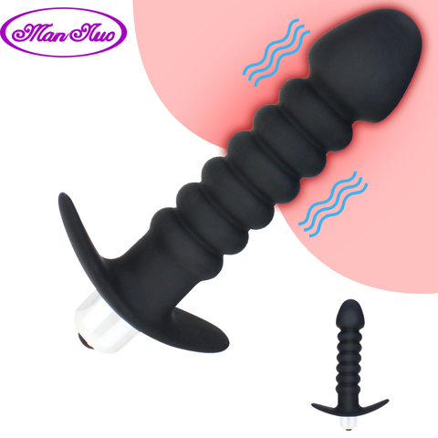 Vibrating Anal Beads Butt Plug Flexible Silicone Bullet Vibrator Single Speed Prostate Play Anal Sex Toy for Men Women & Couples ► Photo 1/6