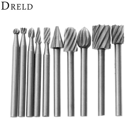 10Pcs 1/8 HSS Routing Router Drill Bits Set for Dremel Carbide Rotary Burrs Tools Wood Stone Metal Root Carving Milling Cutter ► Photo 1/6