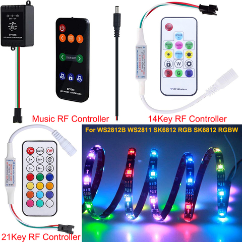 WS2811 WS2812B LED Controller Music Sound Activated Wireless RF Remote Dream Color LED Controller for WS2812 SK6812 SK6812-RGBW ► Photo 1/6