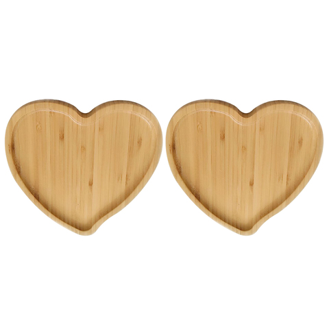 2 Pcs Heart Shaped Eco-friendly Bamboo Wooden Tray Food Tea Coffee Serving Plate Fruit Bread Tray Dishes Snack Plate for Home ► Photo 1/6