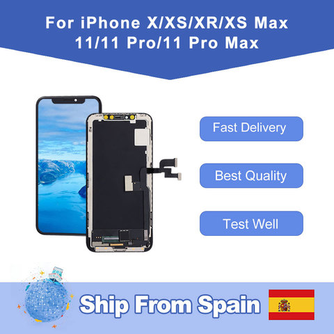 Elekworld For iphone X XR XS XS MAX OLED LCD Screen Replacement Display With 3D Touch Digitizer Assembly 11 Pro Max Incell ► Photo 1/6