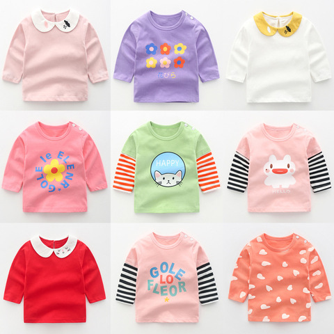 T Shirts For Kids Girl Long Sleeve Shirt For 1-5t Girls clothes Stripe Cartoon Kids T-shirt Casual Fashion 2022 Children Clothes ► Photo 1/6