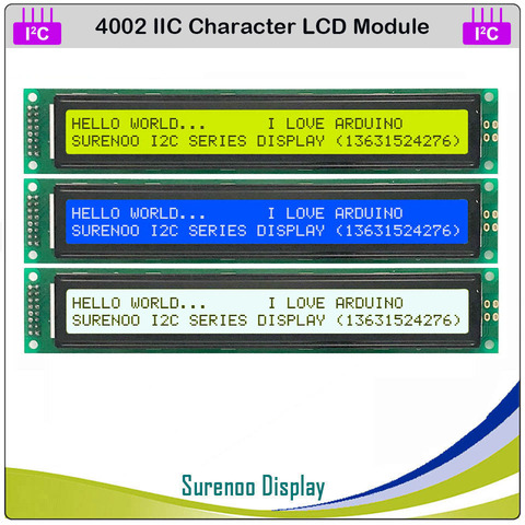 Serial IIC / I2C / TWI 4002 402 40*2 Character LCD Module Display Yellow Green Blue with Backlight for Arduino ► Photo 1/4