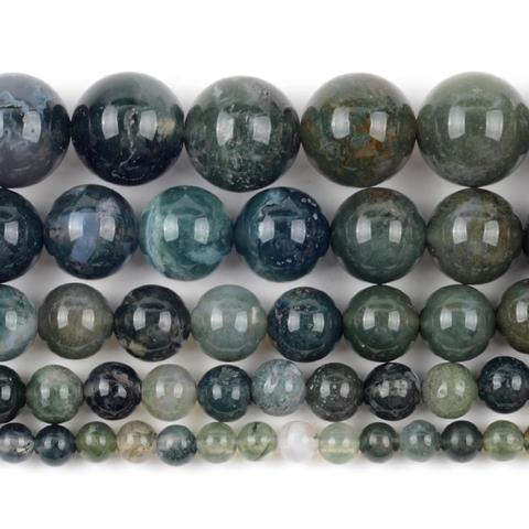 Wholesale Natural Moss Agates Stone Round Loose Spacer Beads For Jewelry Making DIY Bracelet Handmade Necklace 4/6/8/10/12mm ► Photo 1/6