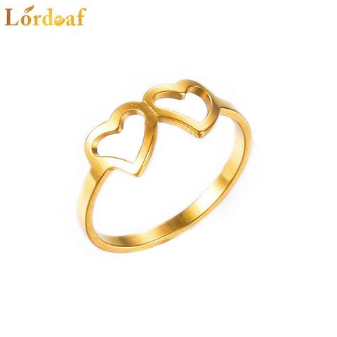 New Heart Shaped Ladies Ring Stainless Steel Ladies Line Up Fashion Jewelry ► Photo 1/4