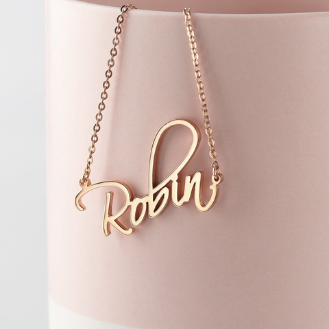 Cursive Name Necklace Popular Style Personalized Nameplate Pendant Stainless Steel Initials Letter Necklace Alphabet Jewelry ► Photo 1/6