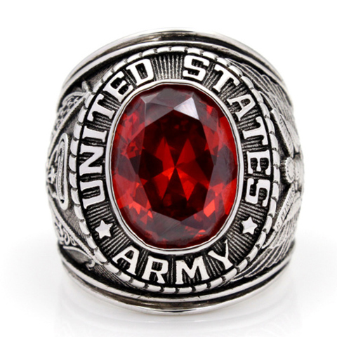 Men`s United States US Army Military soldier Veteran Superb Gems stone Sterling Silver Ring ► Photo 1/6