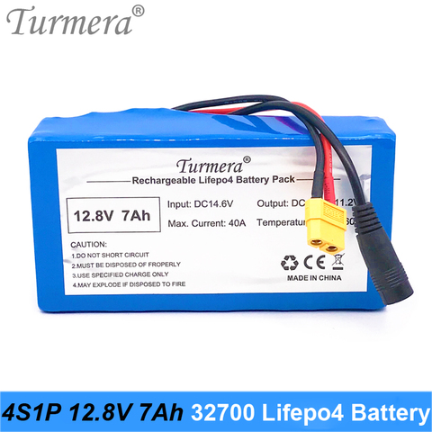 Turmera 12.8V 7Ah 4S1P 32700 Lifepo4 Battery with 4S 40A BMS Balanced for Electric Boat and Car Uninterrupted Power Supply 12V ► Photo 1/6