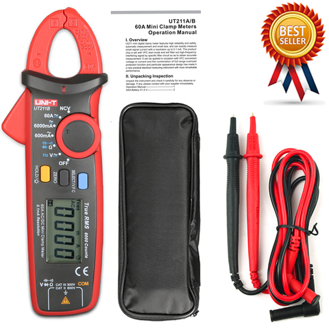 UNI-T UT211B AC/DC 60A Mini Digital Clamp Meters; True RMS Ammeter, V.F.C./NCV/ Resistance/Capacitance Test, LCD Backlight ► Photo 1/6