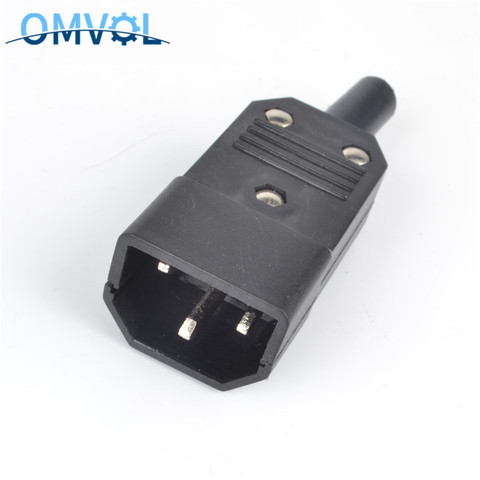 1PC 10A 250V Black IEC C14 Male Plug Rewirable Power Connector 3 pin ac Socket ► Photo 1/5