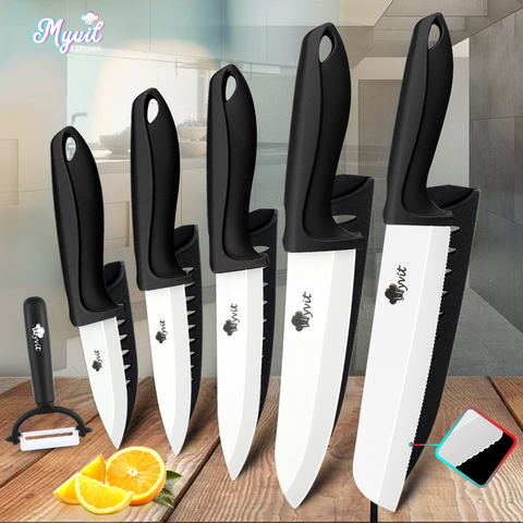 Ceramic Knife Set 3 4 5 6 inch Chef Utility Slicer Paring Bread Knives with Peeler Kitchen Knife Zirconia Blade Cooking Cutter ► Photo 1/6