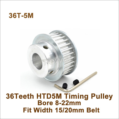 POWGE 36 Teeth 5M Timing Pulley Bore 8-22mm Fit Width 15/20mm HTD 5M Timing Belt 36T 36Teeth HTD 5M Synchronous Pulley ► Photo 1/5