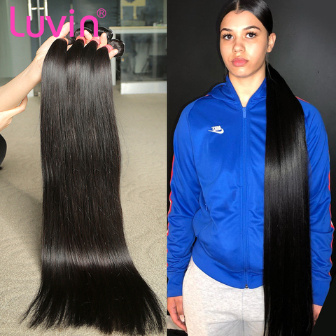 Buy Online Luvin Cheap Straight 28 30 32 40 Inch Remy Brazilian Hair Weave Bundles Natural Color 100 Human Hair Bundles Double Drawn Alitools