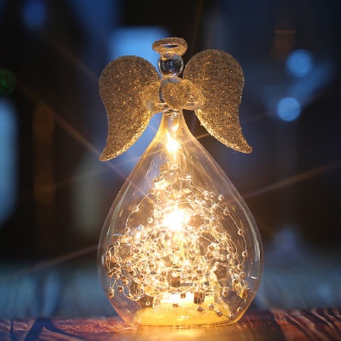 NEW O.RoseLif Lucky Angel Glass Decoration LED Light Valentine's Day Wedding Decoration Good Luck Love Gift Party Home Decor ► Photo 1/5