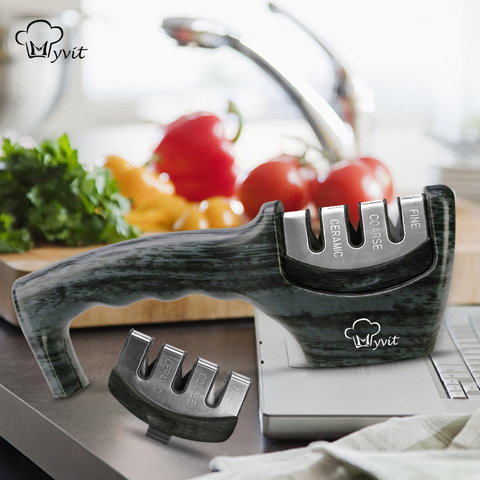 Knife Sharpener 3 Stages Steel Whetstone Tungsten Diamond & Ceramic Knives Sharpening Stone Grindstone Grinder Kitchen Tool ► Photo 1/1