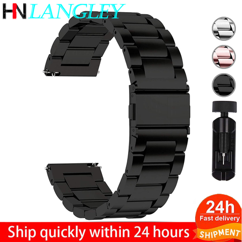 LANGLEY Quick Release Watch Band Stainless Steel Watch Strap 14mm 16mm 18mm 19mm 20mm 22mm 24mm WristStrap Men Women Watchband ► Photo 1/6