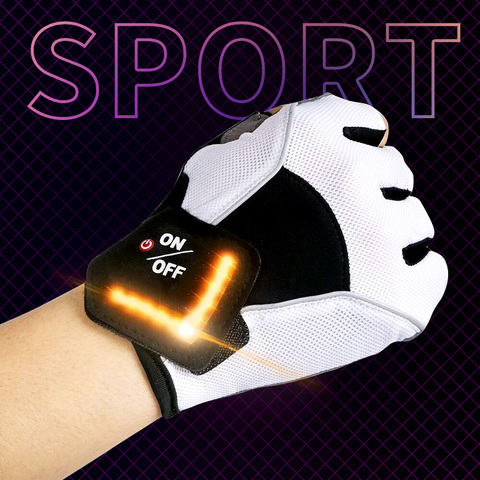 Intelligent GEL Cycling Gloves Bicycle LED Turn Signal Half Finger Sport Gloves Non-slip Riding Outdoor Bike Gloves MTB ► Photo 1/5