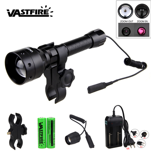 T50 IR 850nm Hunting Flashlight Night Vision Infrared Weapon Gun Light 50MM Lens IR Scout Lamp+Rifle Mount+Switch+18650+Charger ► Photo 1/6