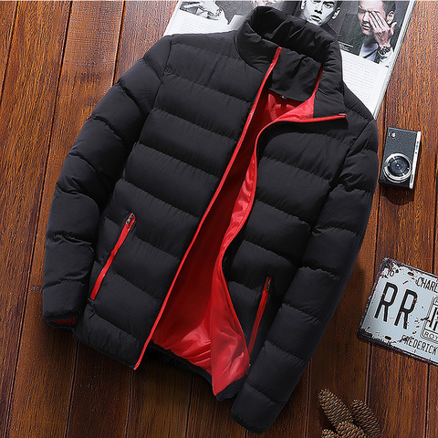 New Warm Thick Men Parka Jackets Winter Casual Mens Outwear Coats Solid Stand Collar Male Windbreak Cotton Padded Down Jacket ► Photo 1/6