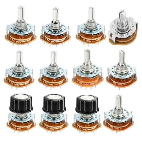 uxcell 1/2pcs Rotary Switch Band Selector 1/2/3/4 Pole 3/4/5 Position Selectable 1-2 Deck for Electronic Devices ► Photo 1/1