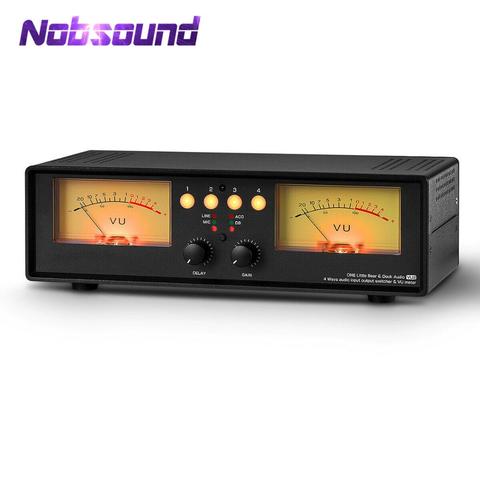 Nobsound  4-IN-1-OUT MIC Analog Dual VU Meter DB Panel Sound Level Indicator Audio Splitter Switcher Box ► Photo 1/6