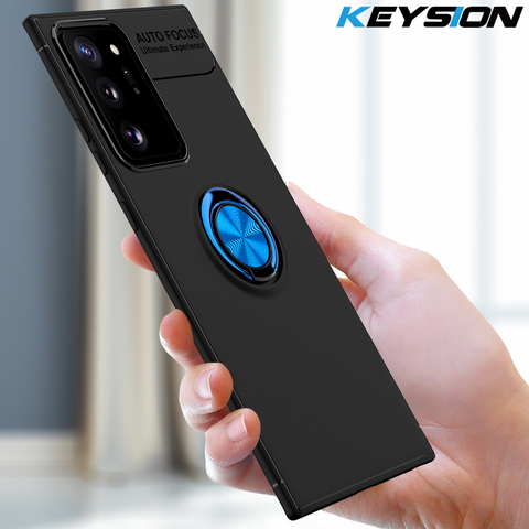 KEYSION Shockproof Case For Samsung Note 20 20 Ultra Soft Silicone Magnetic Metal Ring Stand Phone back cover for Galaxy Note 20 ► Photo 1/6
