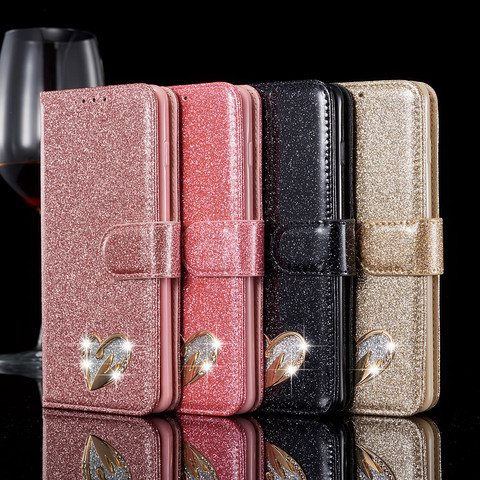 Luxury Flip Glitter Phone Case For iPhone 12 Mini 11 Pro XR X XS Max 8 7 6S 6 Plus 5 5S SE 2022 Bling Leather Book Wallet Cover ► Photo 1/6